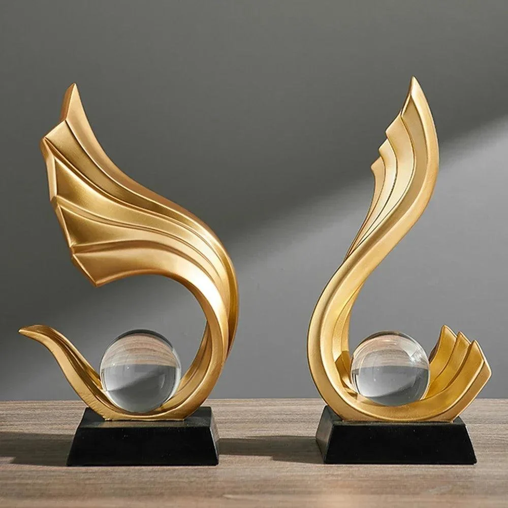 Luxury Golden Abstract Sculpture -  - #tag1#