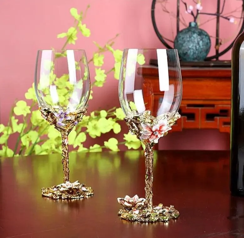Maharaja Hand Blown Wine Goblets & Decanter -