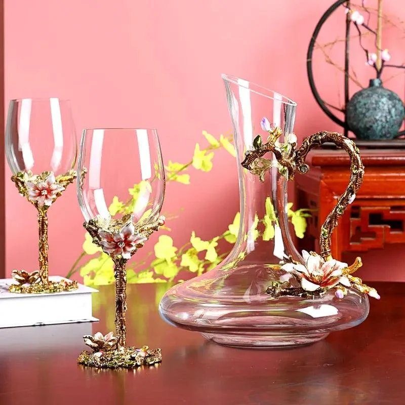 Maharaja_Hand_Blown_Wine_Goblets_Decanter_-_-4328169 Maharaja Hand Blown Wine Goblets & Decanter -