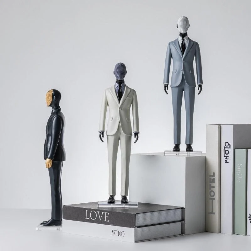 Male Model In Suit Hand-Carfted Statue -