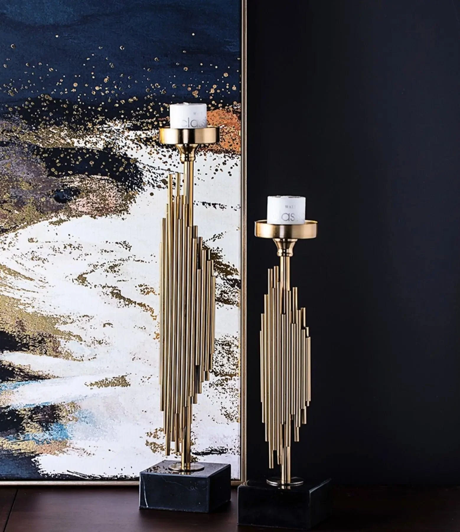 Manhattan Candle Holders With Marble Base -