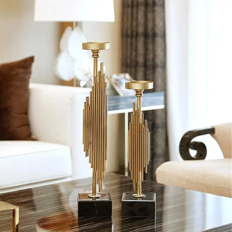 Manhattan Candle Holders With Marble Base -