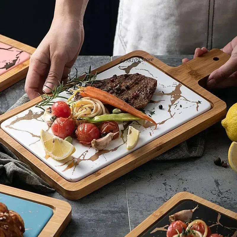 Marble Texture Platter With Gold Inlay Decorfaure 1685702450