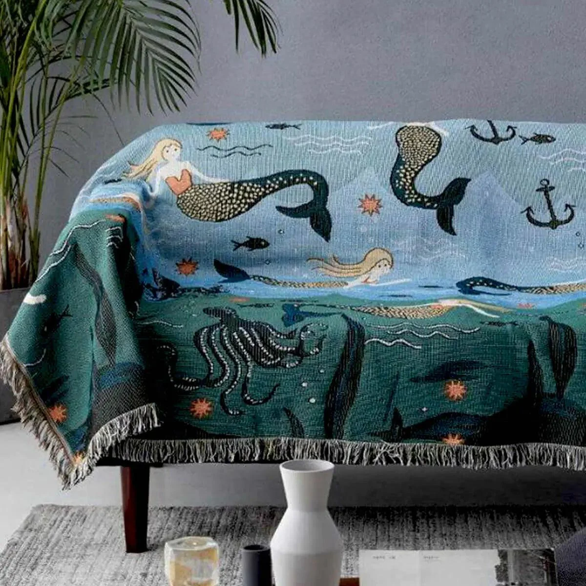 MermaidFringeThrowBlanket-Homeko11 Mermaid Fringe Throw Blanket - Homeko