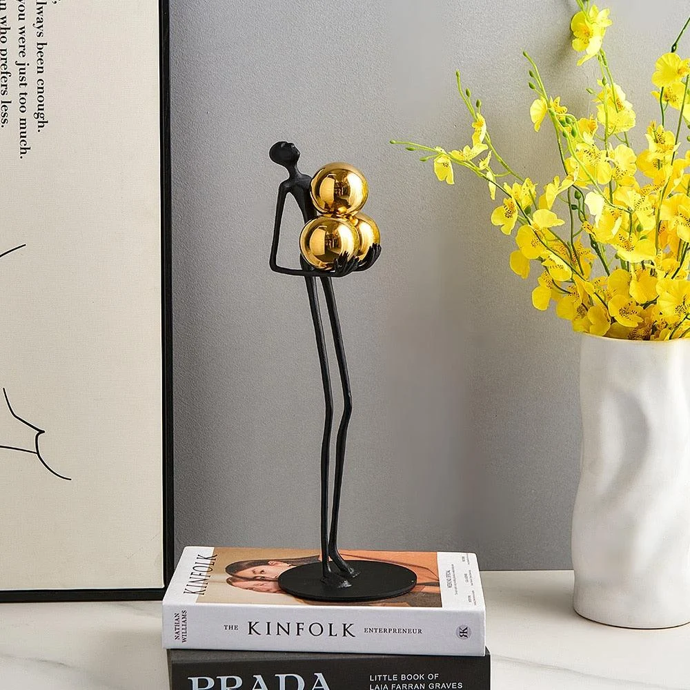 MetalHoldTheBallFigurine-Homeko4 Metal Hold The Ball Figurine - Homeko