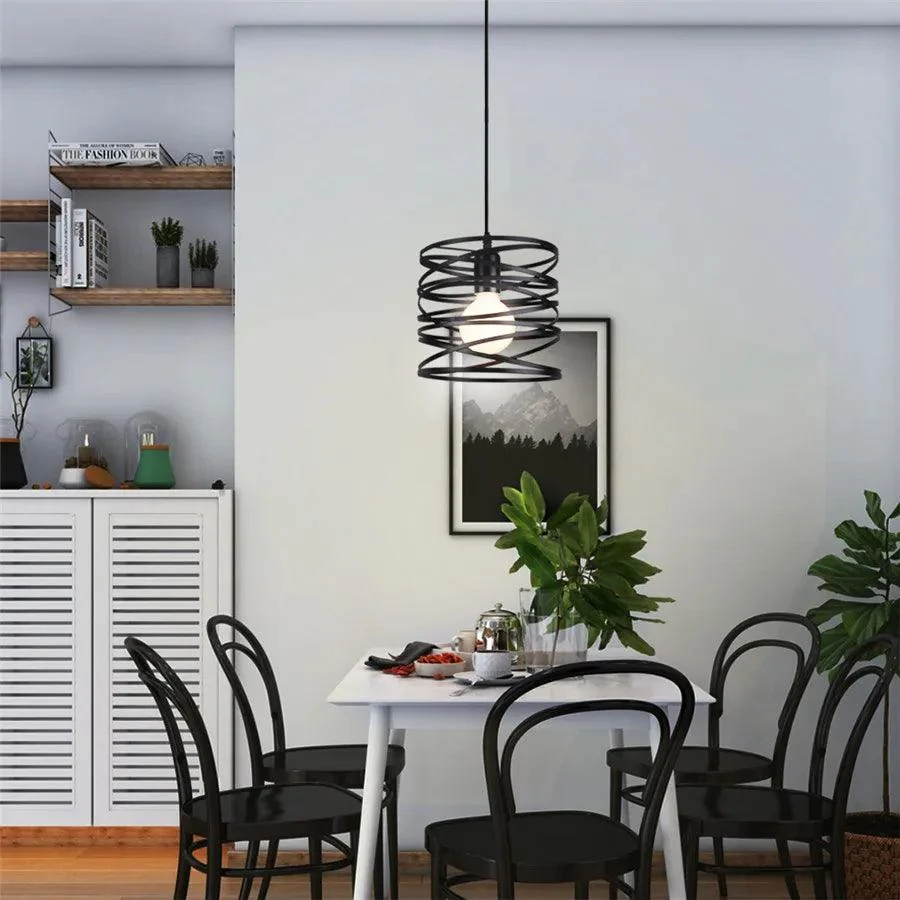 Metalen Draad Hanglamp Vintage Lint Spiraal Swirl Plafond Opknoping Lamp Schaduw Voor Woonkamer Keuken Schorsing Armatuur Eaeeca4a E159 488f 9620 9ebe4d5f8a71