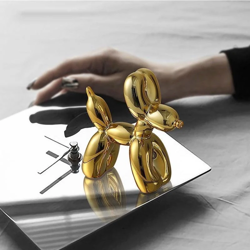 MetallicBalloonDogFigurine-Homeko4 Metallic Balloon Dog Figurine - Homeko