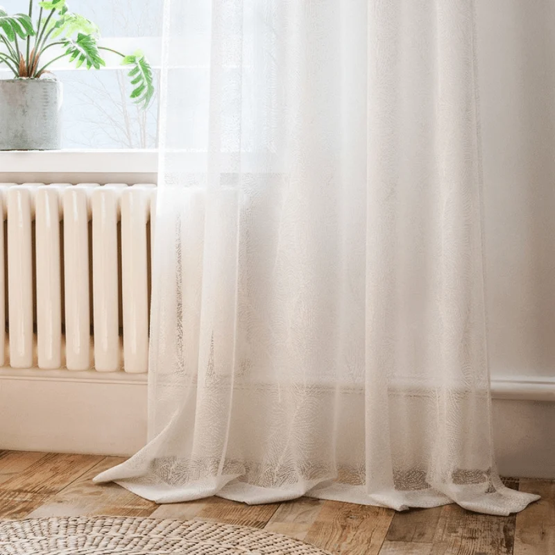 MiaLeafPatternTransparentCurtainsSoftRoof-Homeko1 Mia Leaf Pattern Transparent Curtains Soft Roof - Homeko