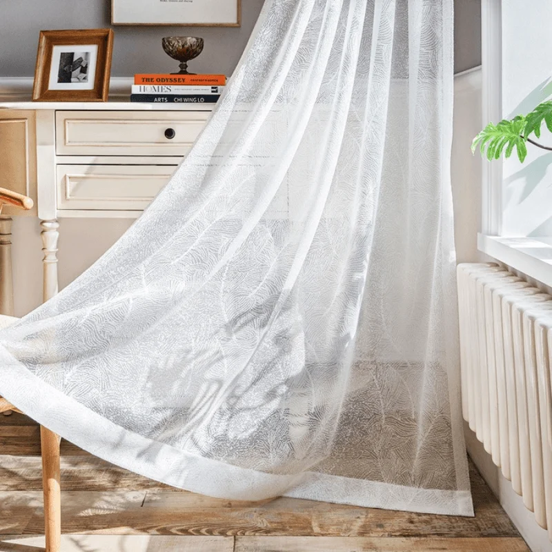 MiaLeafPatternTransparentCurtainsSoftRoof-Homeko2 Mia Leaf Pattern Transparent Curtains Soft Roof - Homeko