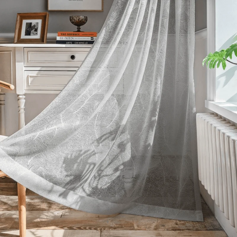 MiaLeafPatternTransparentCurtainsSoftRoof-Homeko8 Mia Leaf Pattern Transparent Curtains Soft Roof - Homeko