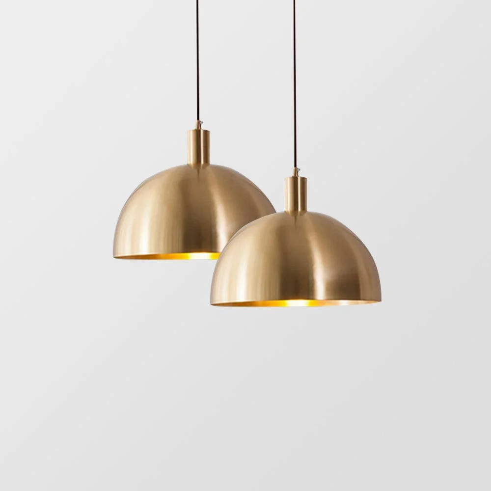 Mid-Century Modern Brass Dome Pendant Light - Homeko