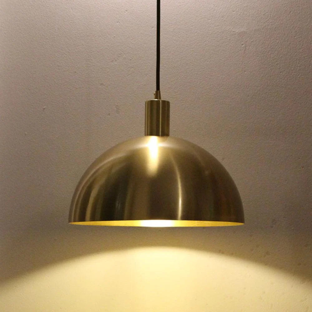 Mid-Century Modern Brass Dome Pendant Light - Homeko