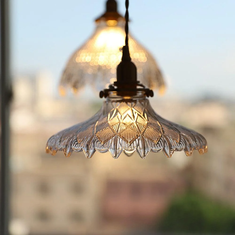 Mid-Century Vintage Glass Disc Pendant Lamp - Homeko