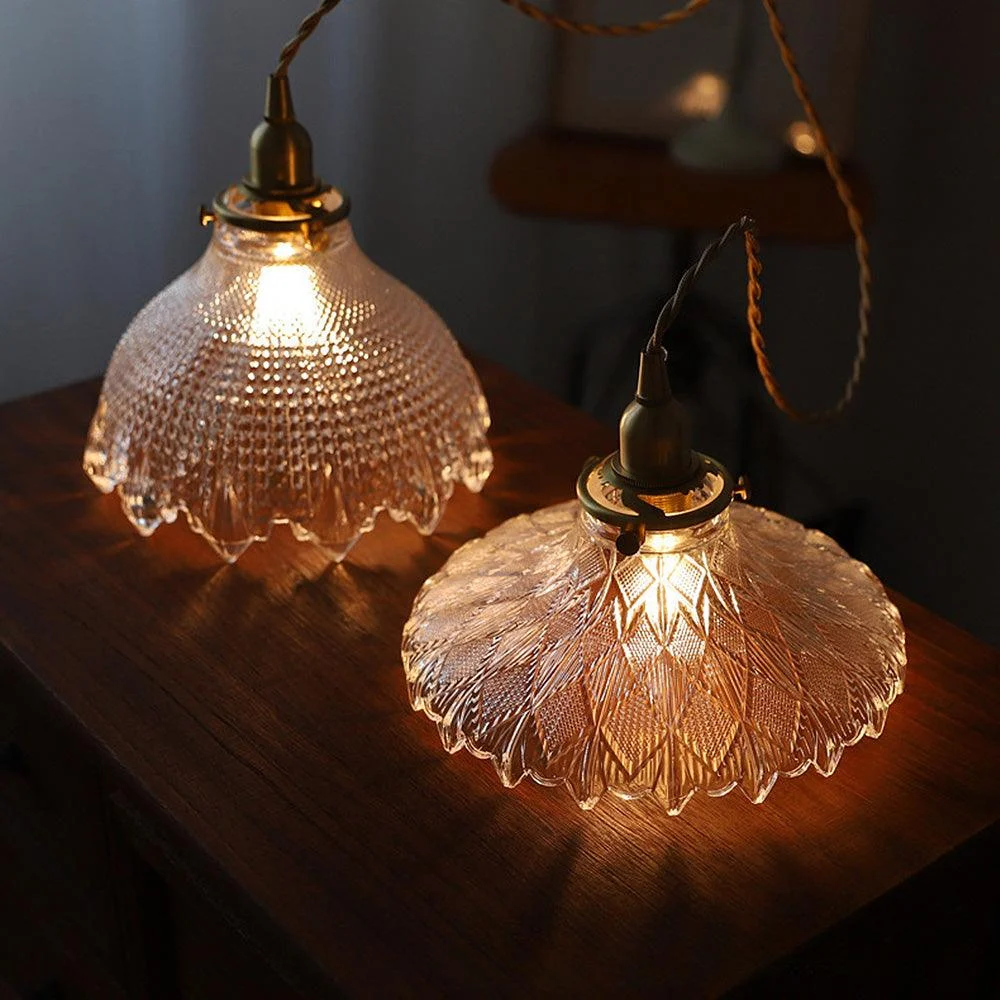 Mid-Century Vintage Glass Disc Pendant Lamp - Homeko