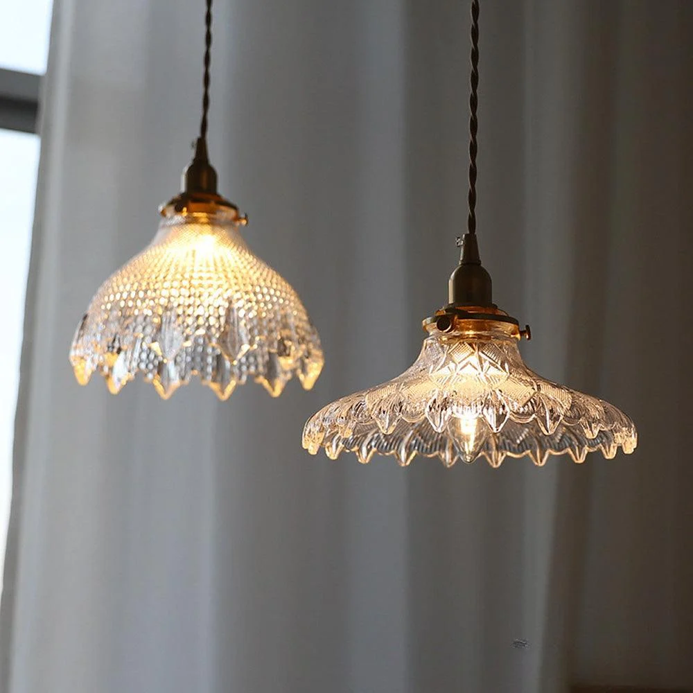 Mid-Century Vintage Glass Disc Pendant Lamp - Homeko