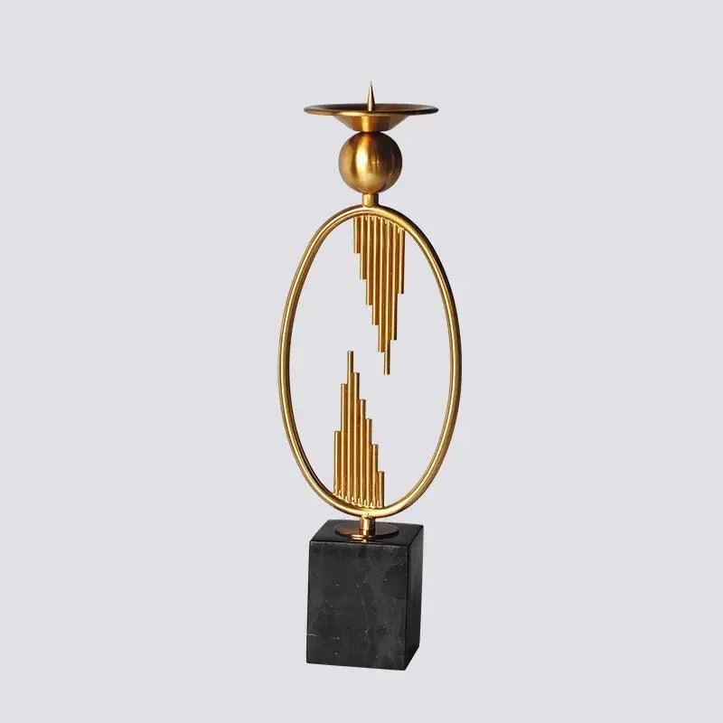 Mina Metal & Marble Candle Holder -