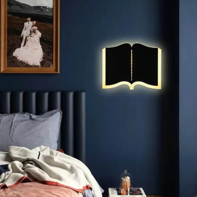 Minimalist 1-light LED wall lamp made of iron in book shape - Homeko