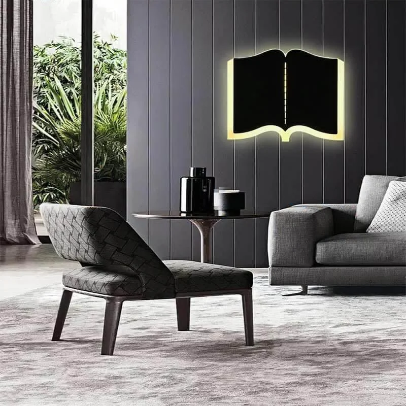 Minimalist 1-light LED wall lamp made of iron in book shape - Homeko