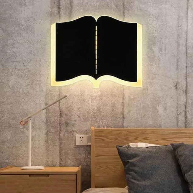 Minimalist 1-light LED wall lamp made of iron in book shape - Homeko