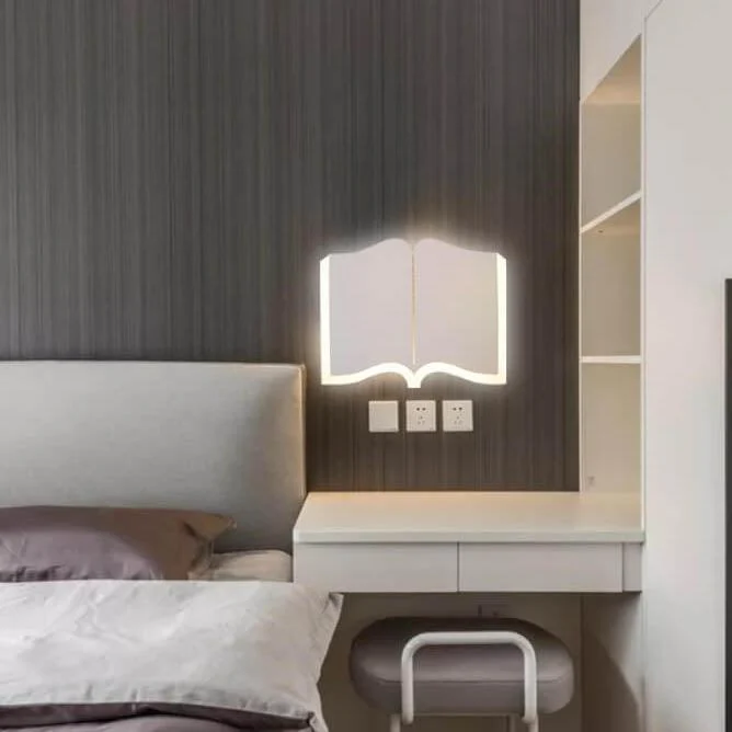Minimalist 1-light LED wall lamp made of iron in book shape - Homeko