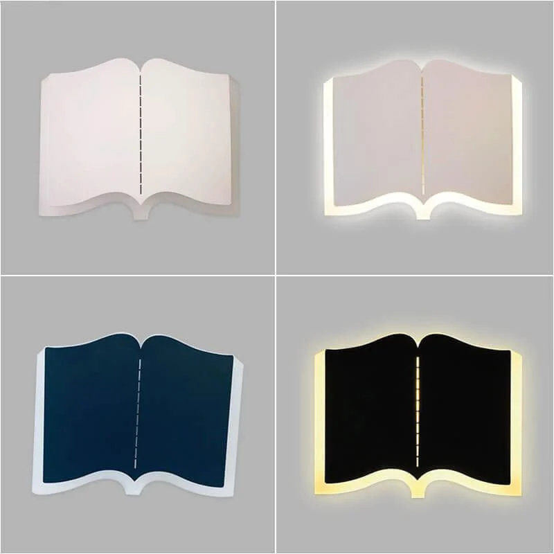 Minimalist 1-light LED wall lamp made of iron in book shape - Homeko