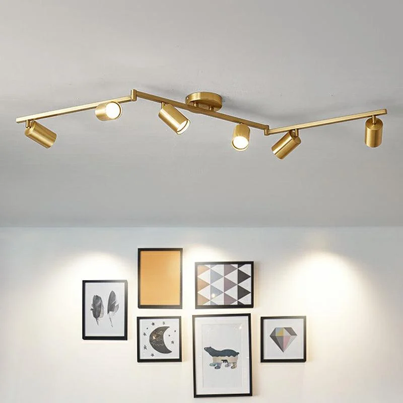 MinimalistLEDCeilingLampwithGoldenTubularTrackandMetalShade-Homeko3 Minimalist LED Ceiling Lamp with Golden Tubular Track and Metal Shade - Homeko