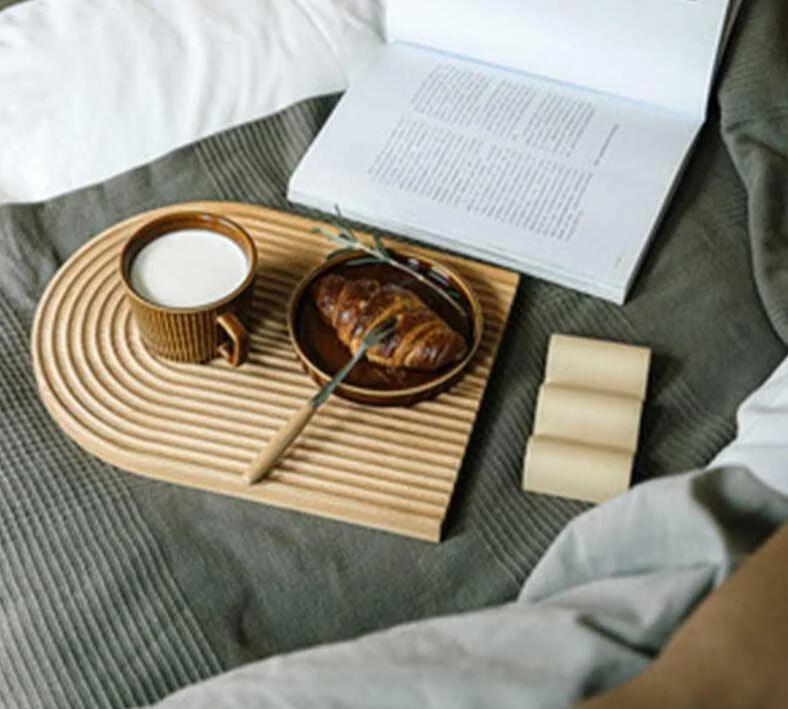 Minimalist Beech Wooden Ripple Wavy Tray -