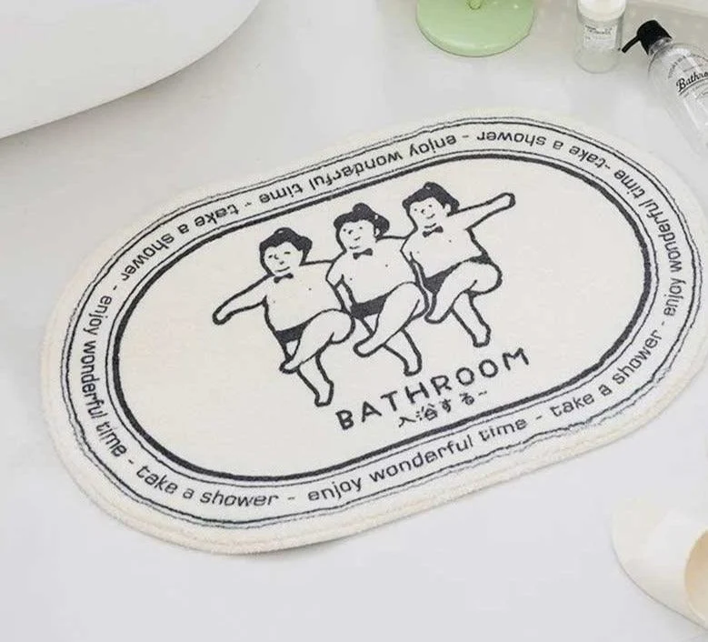 Minimalist Japanese Cartoon Funny Bath Mat -