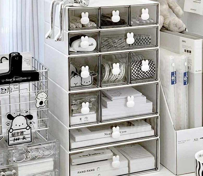 Minimalist Kawaii Bunny Drawer Desktop Organizer -