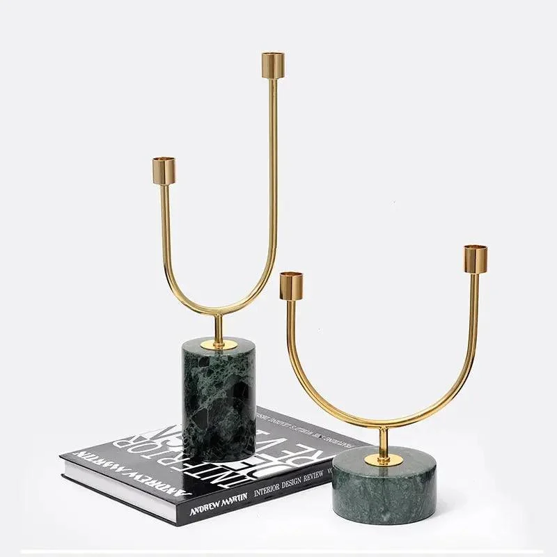 Minimalist Marble & Metal Candlestick -