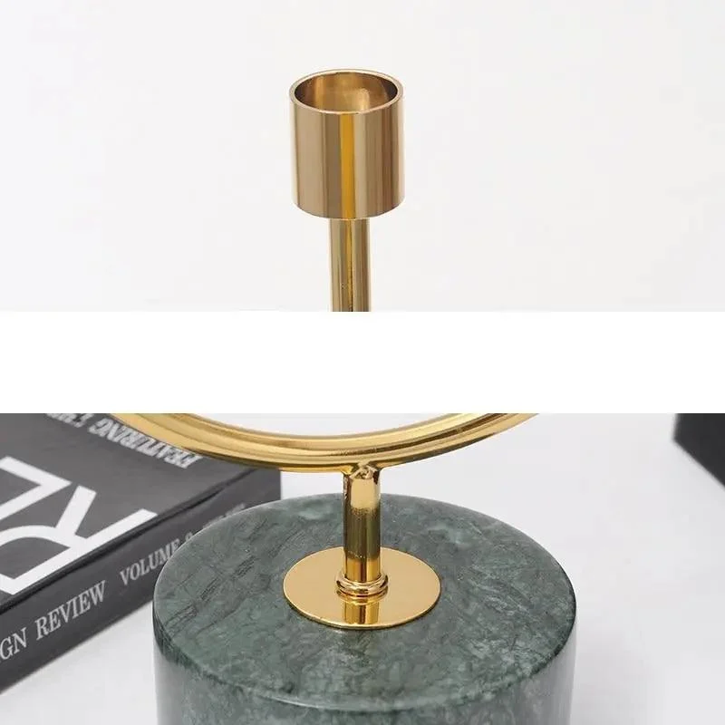 Minimalist Marble & Metal Candlestick -