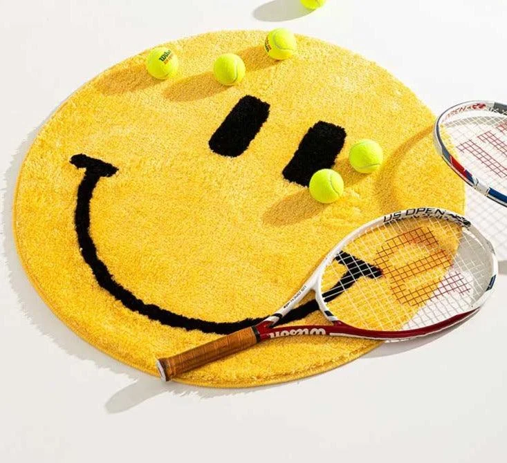 Minimalist Yellow Soft Smiley Face Rug -