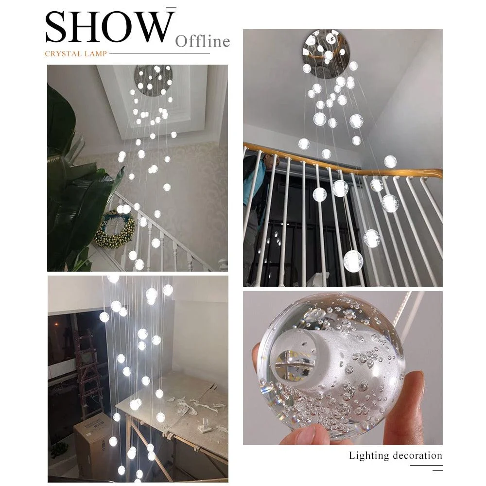 Modern Crystal Glass Ball Led Pendant Lights Fixtures Multiple Staircase Lamps Bar Hanging Lamp For Hotel F9fa5a0d 2dcb 4bc1 9144 E399c5a6e3fd