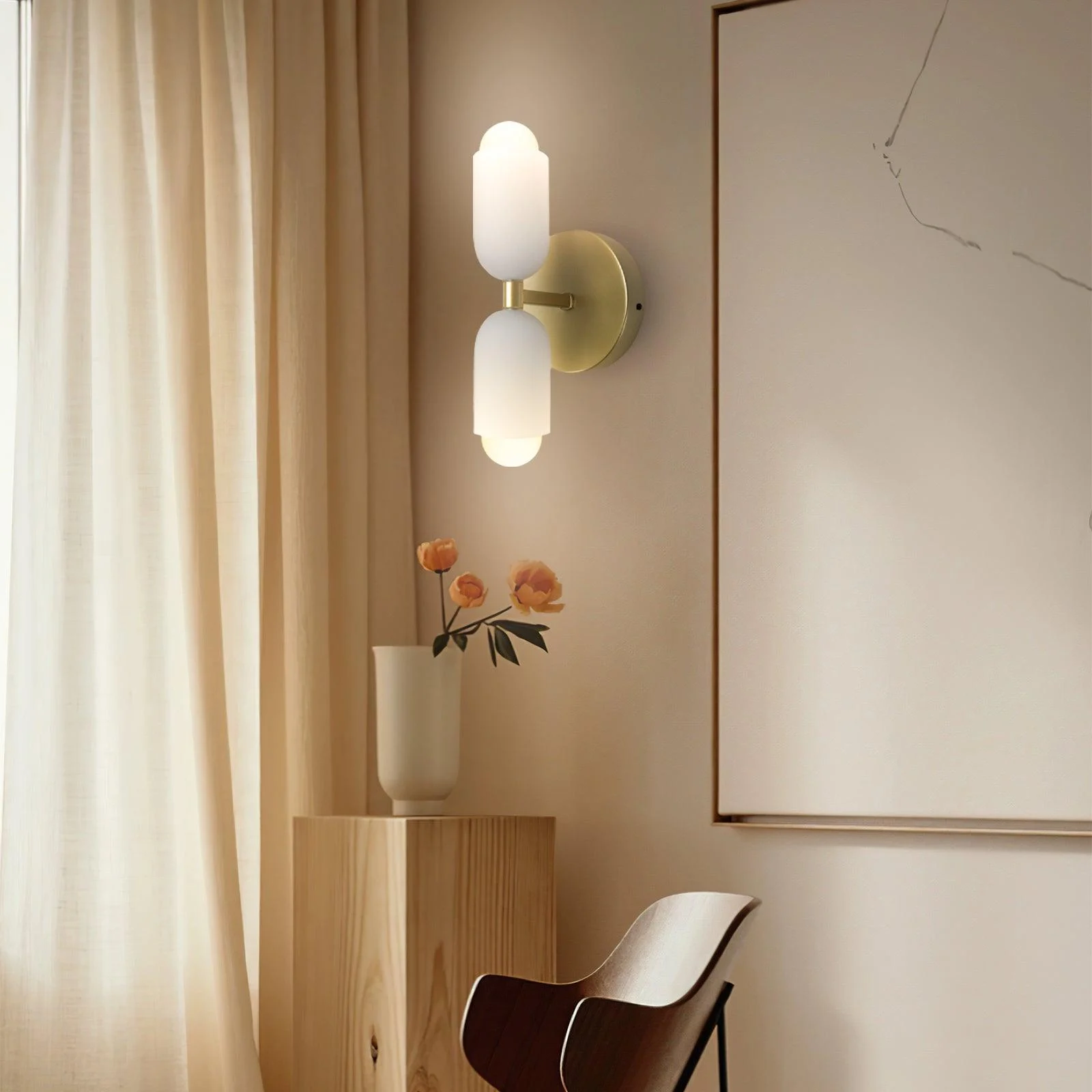 ModernCreamyDoubleHeadsWallSconce_2 Moderncreamydoubleheadswallsconce 2