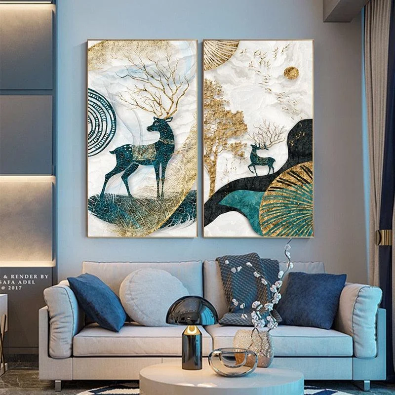 ModernGoldenFoilDeer-Homeko1 Modern Golden Foil Deer - Homeko
