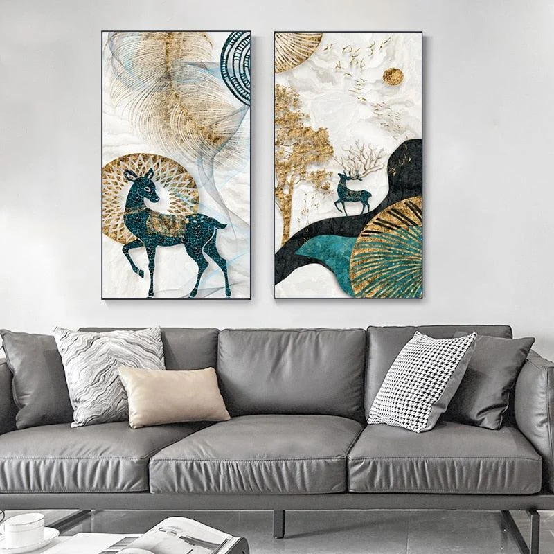 ModernGoldenFoilDeer-Homeko2 Modern Golden Foil Deer - Homeko