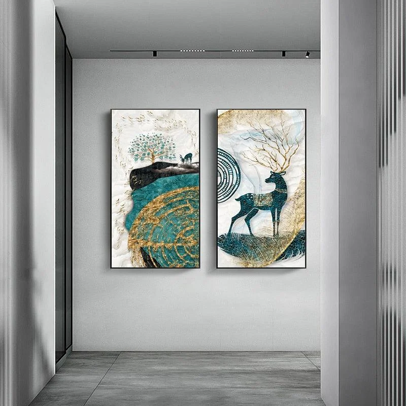 ModernGoldenFoilDeer-Homeko3 Modern Golden Foil Deer - Homeko