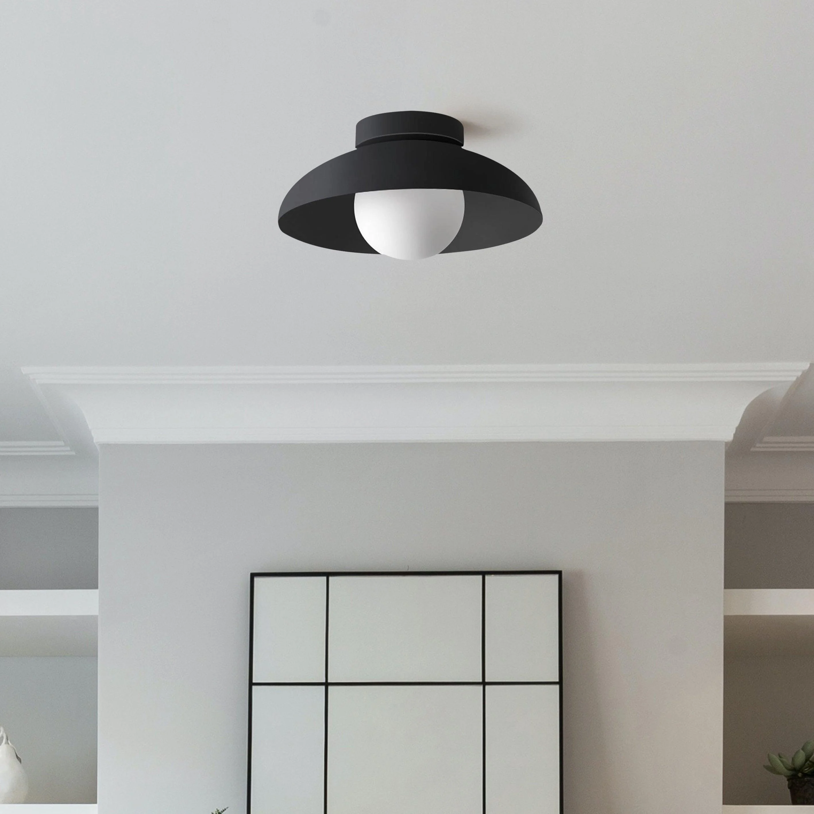 Modern Metal Semi Flush Hallway Ceiling Light - Homeko