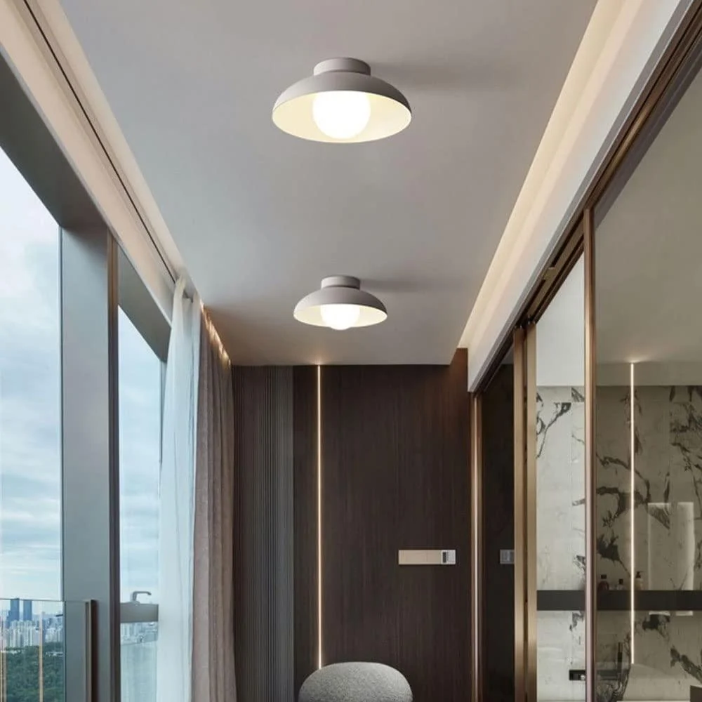 Modern Metal Semi Flush Hallway Ceiling Light - Homeko