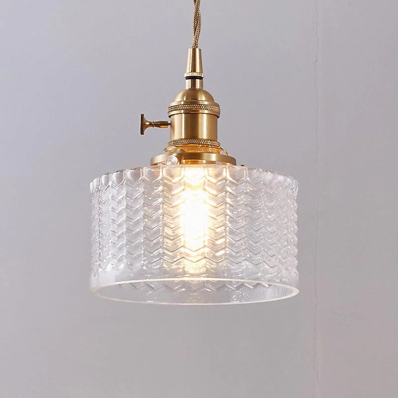 ModernShortCylinderPendantLampwithKnobinBrass-Homeko1 Modern Short Cylinder Pendant Lamp with Knob in Brass - Homeko