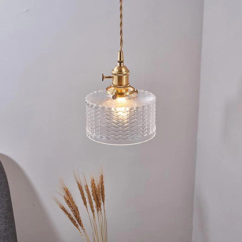 ModernShortCylinderPendantLampwithKnobinBrass-Homeko2 Modern Short Cylinder Pendant Lamp with Knob in Brass - Homeko