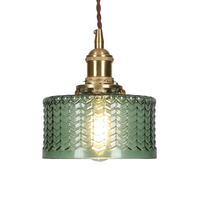 ModernShortCylinderPendantLampwithKnobinBrass-Homeko3 Modern Short Cylinder Pendant Lamp with Knob in Brass - Homeko