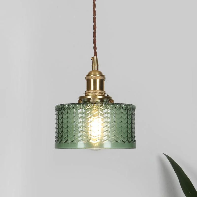 ModernShortCylinderPendantLampwithKnobinBrass-Homeko6 Modern Short Cylinder Pendant Lamp with Knob in Brass - Homeko