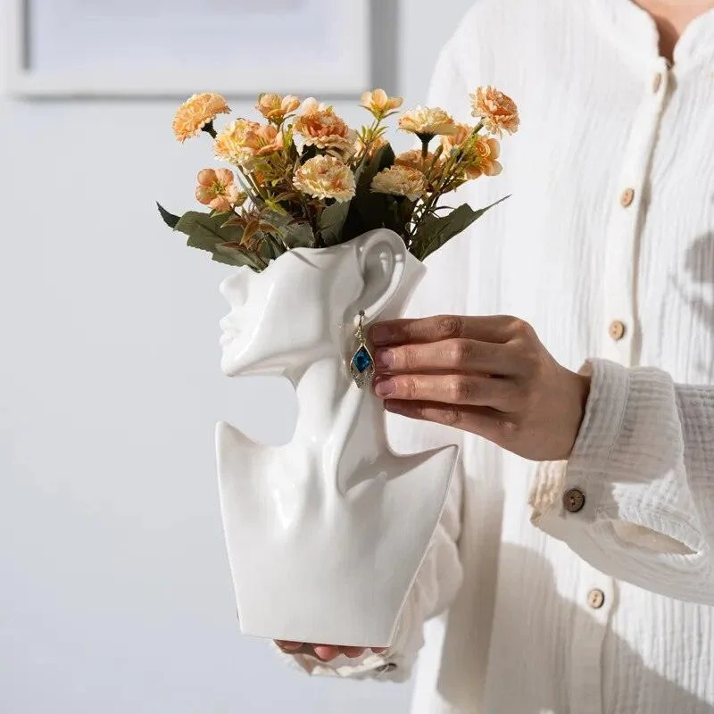 ModernSideFaceCeramicVase-Homeko2 Modern Side Face Ceramic Vase - Homeko
