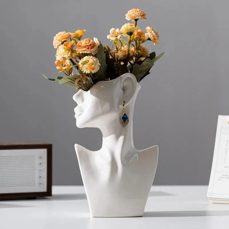 ModernSideFaceCeramicVase-Homeko4 Modern Side Face Ceramic Vase - Homeko
