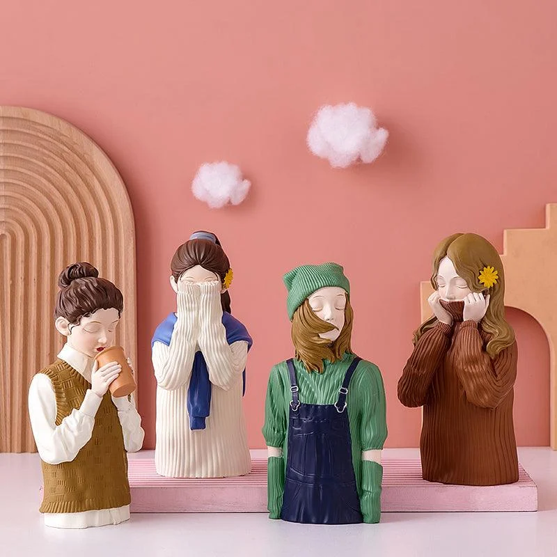 Modern Sweater Girl Figurines - Homeko