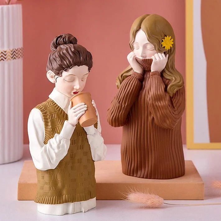 Modern Sweater Girl Figurines - Homeko