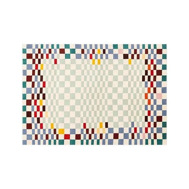 Modern Checkered Rug Carpet Soft for Balcony Home Decoration -