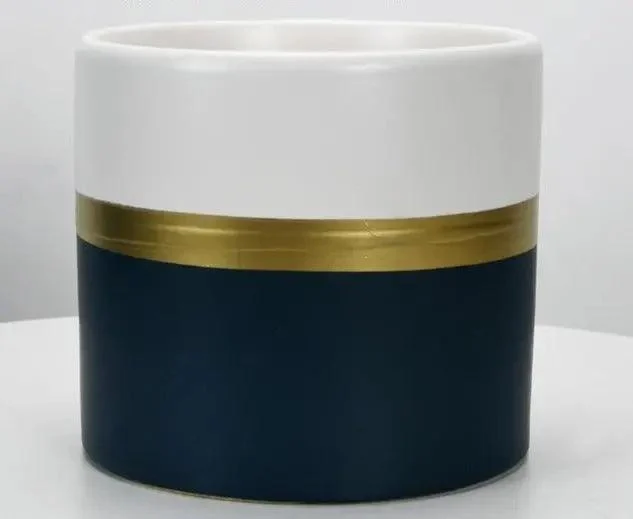 Modern_Flower_Pot_with_Gold_Rim_-_-4345182 Modern Flower Pot with Gold Rim -