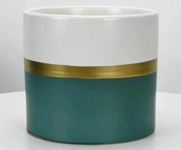 Modern_Flower_Pot_with_Gold_Rim_-_-4345190 Modern Flower Pot with Gold Rim -